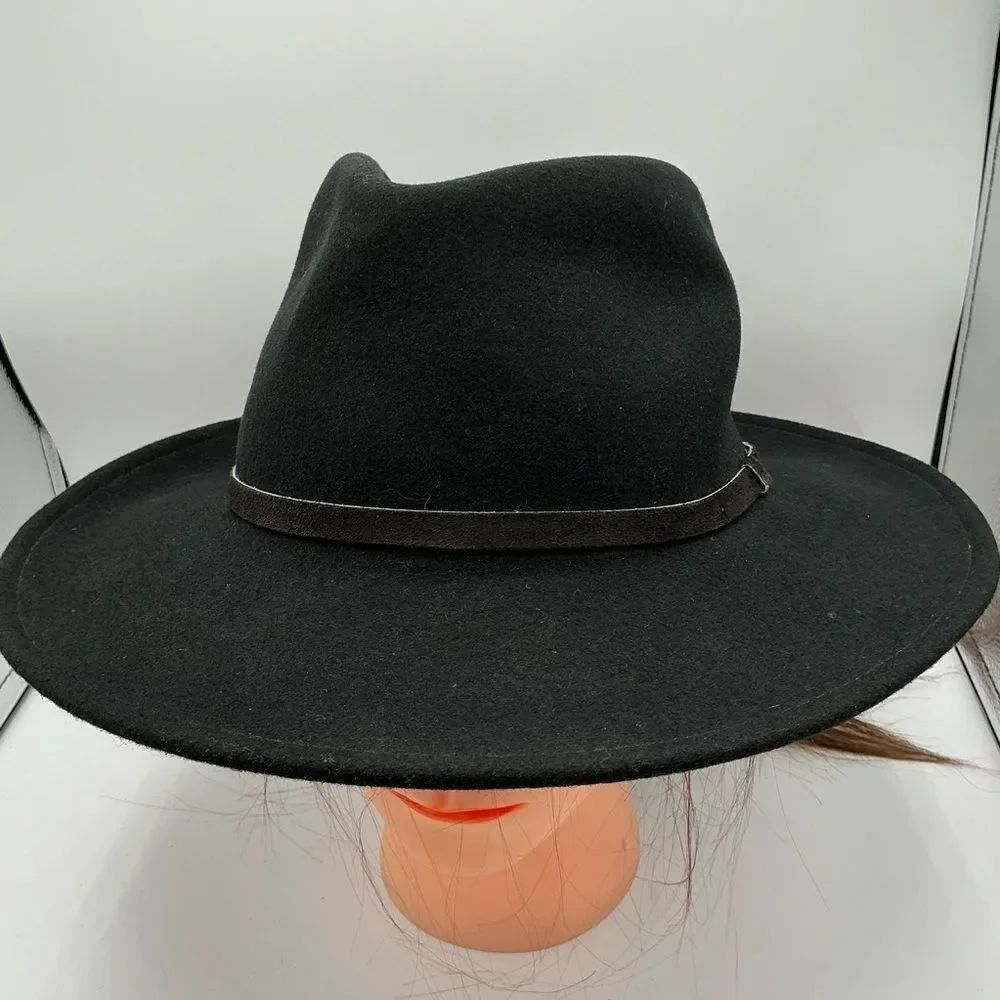 Lite Felt wool Black Fedora Hat with black trim size L